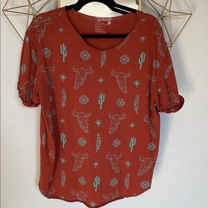 Orange Graphic Print Women's Top